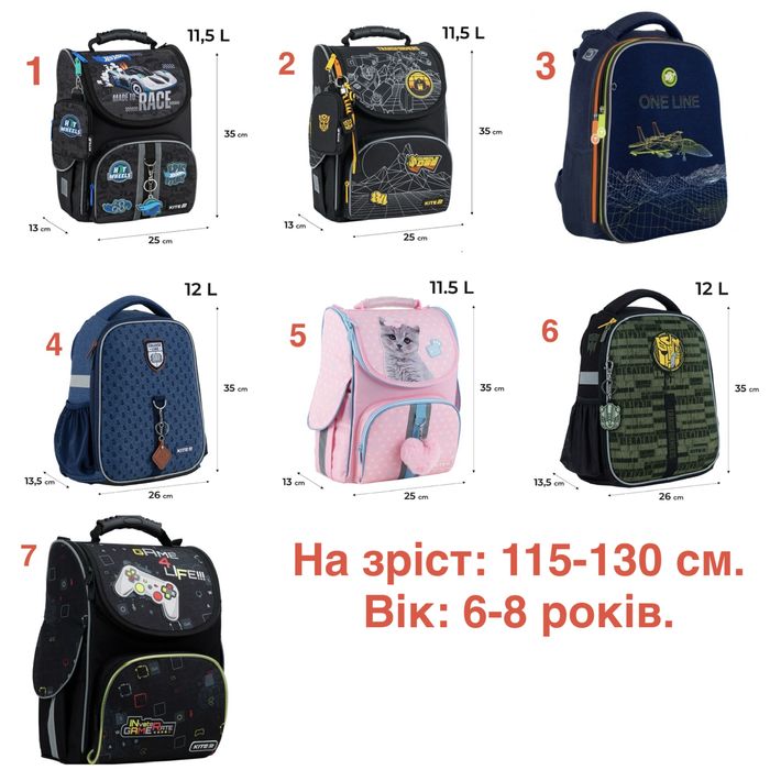 Рюкзак шкільний для хлопчика та дівчинки на зріст від 115 до 145 см. Вік 6-12 років. Kite, GoPack, YES. НОВІ. РОЗПРОДАЖ.