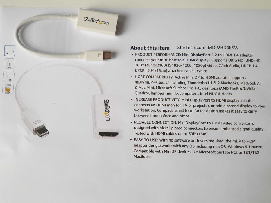 кабель Mini DisplayPort to HDMI Thunderbolt 1/2 iOS.Windows.Linux