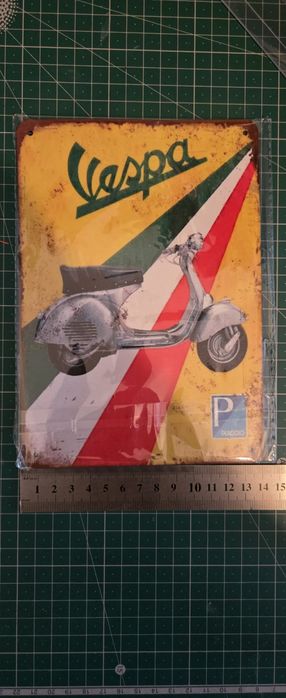 Placa Metal Vespa, decoração, diecast