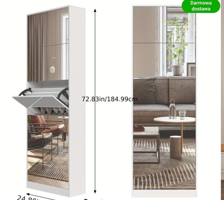 Nowe Szafki  na buty  184x63x23.6 cm biala i czarna nowe