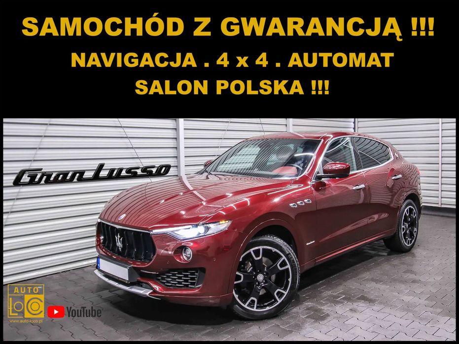 Maserati Levante AUTOMAT + 4x4 + Salon POLSKA + 1 Właściciel  = BRUTTO VAT 23%
