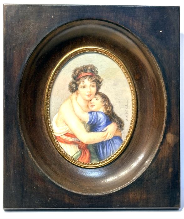 Magnífica antiga pintura miniatura  Élisabeth Louise Vigée Le Brun