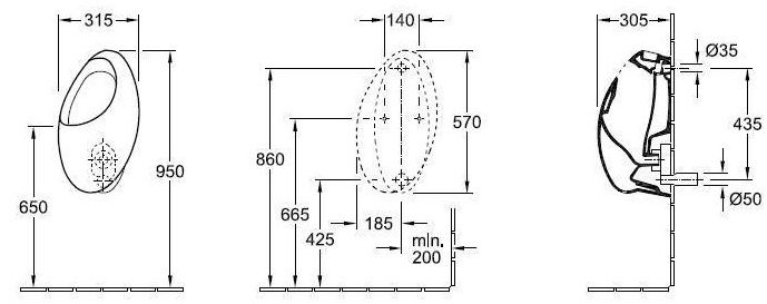 Villeroy & Boch Oblic pisuar lewy