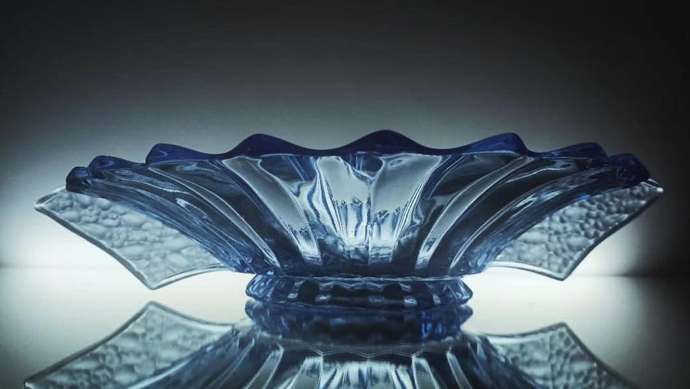 Patera owocarka szkło Art Déco Brockwitz wzór Prismen 81700a