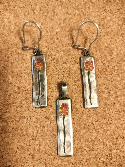 Zestaw biżuterii. Srebro. Lata '90. Biżuteria artystyczna