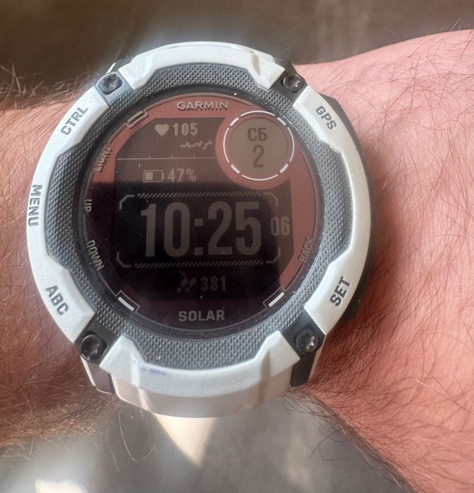 Часы Garmin Instinct 2x Solar WhiteStone полний комплект солнечная батарея
