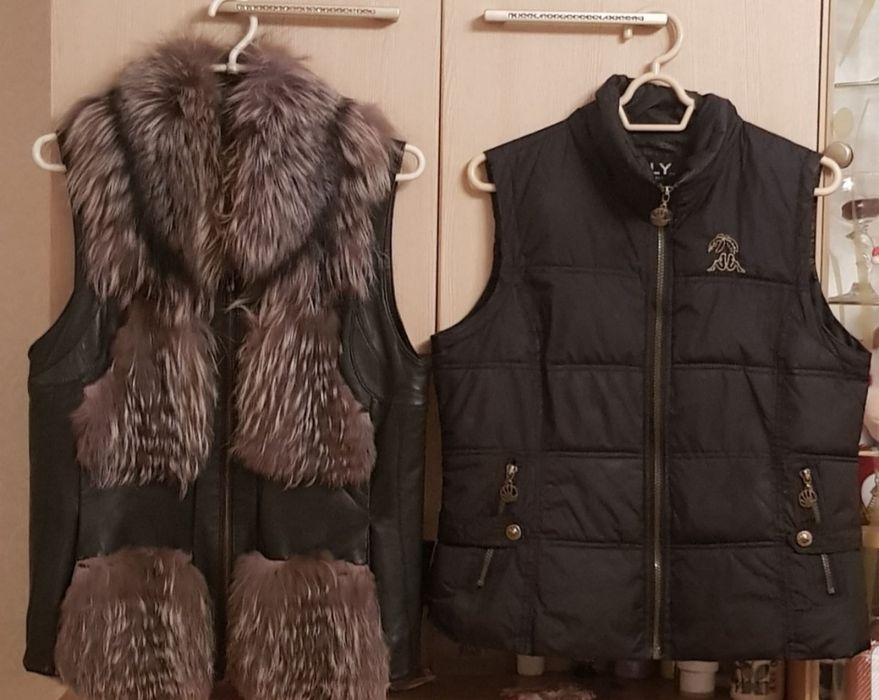 Жилет чорнобурка шкіра, жилетка