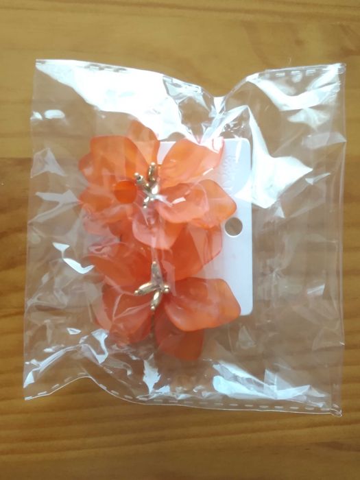 (NOVO, PORTES GRÁTIS) Brincos Daphné em Acrílico - Laranja