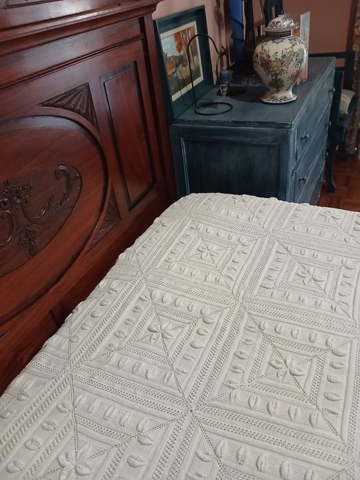 Colcha feita à mão, cama de casal