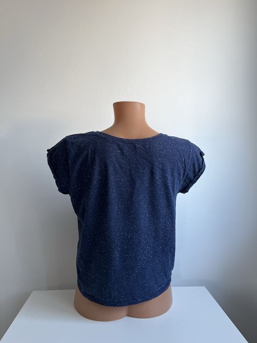 Granatowa koszulka crop top z wiązaniem