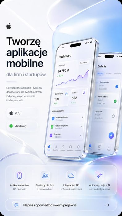 Tworzę nowoczesne aplikacje mobilne i systemy dla firm | iOS • Android • AI