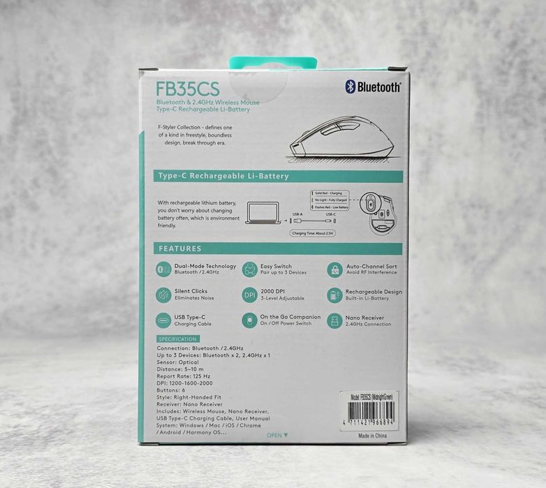 Миша бездротова A4Tech Fstyler FB35CS, BT + USB, rechargeable Нова