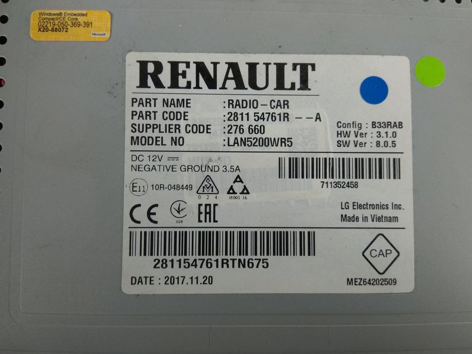 Ecra / Display GPS 281154761R - DACIA SANDERO II