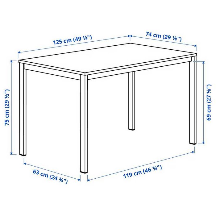 Mesa IKEA VIHALS Branca 125x74, marcas de uso