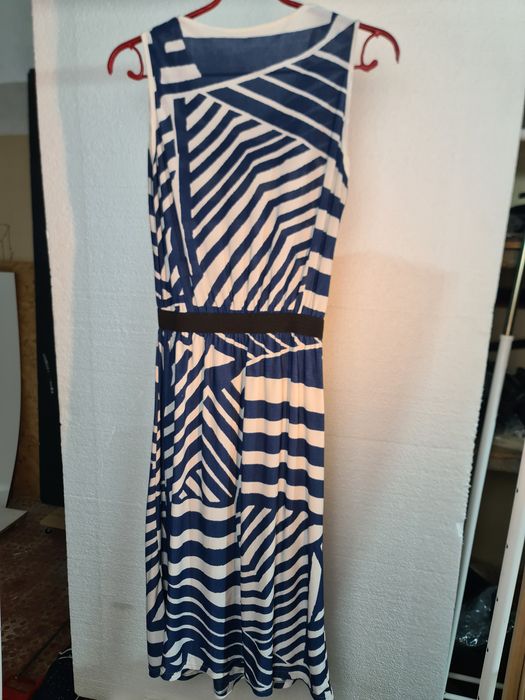 Vestido verão senhora azul e branco M