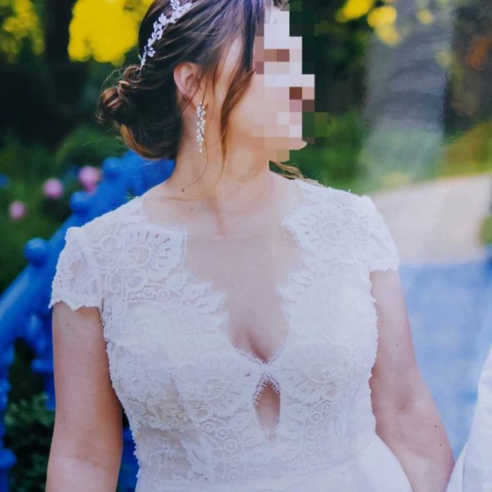 Suknia ślubna,  welon, etola slubna NOWA, futerko