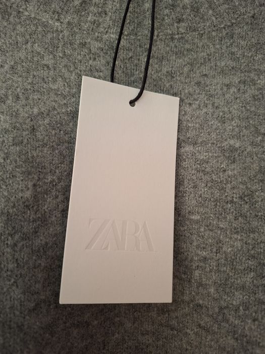 Zara L 40 sweter z miekkiej dzianiny wełna akryl szary basic