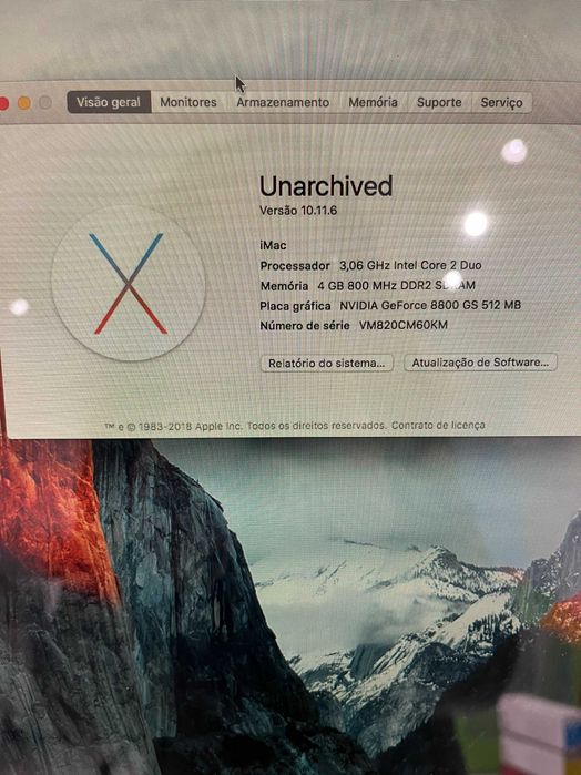 Computador Imac 24" Core2Duo, 4Gb 1Tb