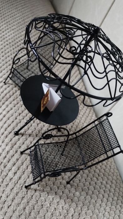 Zestaw miniatura stolik ogrodowy krzesełka Myszka Meilag