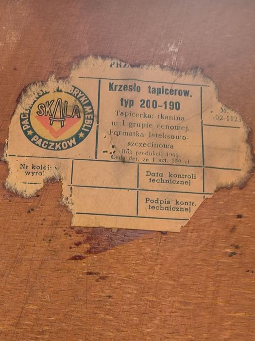Oryginalne Krzesła Hałas Typ 200-190 | Design PRL | Rok 1966 | Etykieta