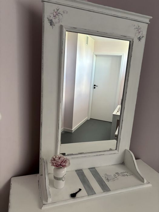 Komoda z lustrem Prowansja Shabby retro biała