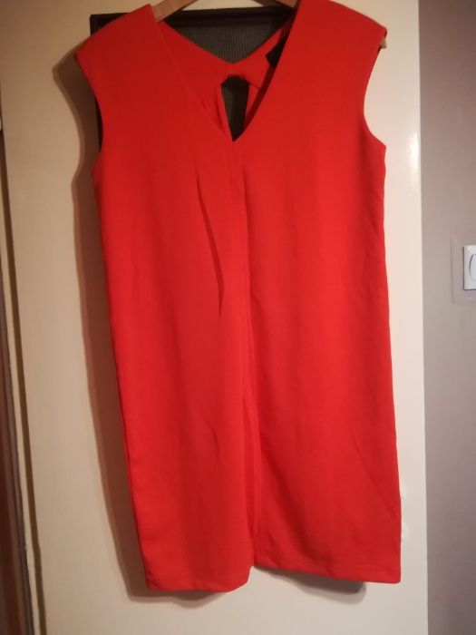 czerwona sukienka, wesele, chrzciny, komunia, oversize, rozm S/M