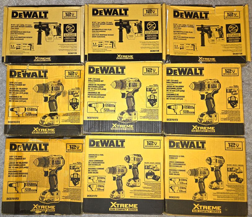 DeWALT DCH072 12V, DCK221 12V, DCD701 12V