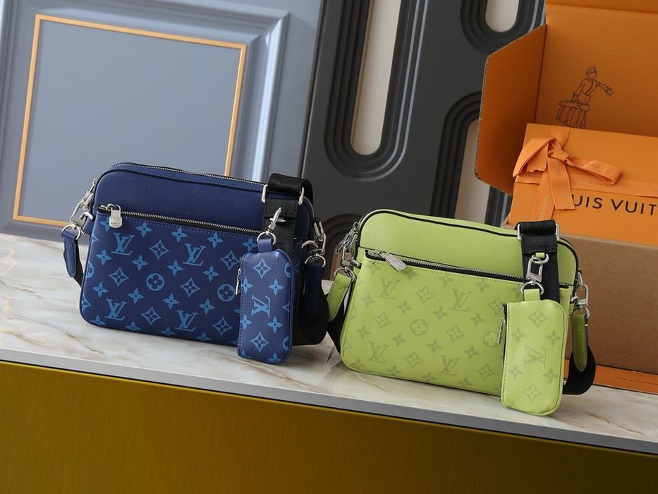 LOUIS VUITTON TRIO 3v1 messenger blue синяя мужская сумка кожаная