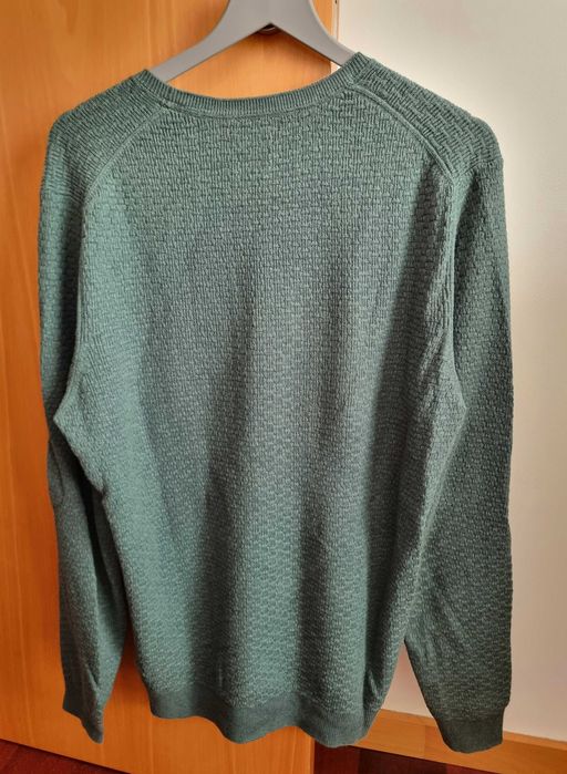 Camisola verde marinho Massimo Dutti Cotton Cashmere, tamanho L