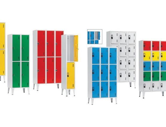 Vestiário de 4 cacifos sobrepostos chapa cinza