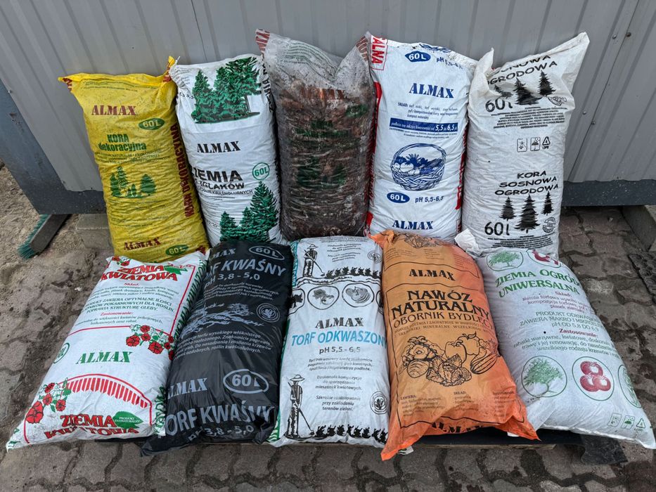 Kora sosnowa, ziemia ogrodowa, podłoże pod iglaki, torf