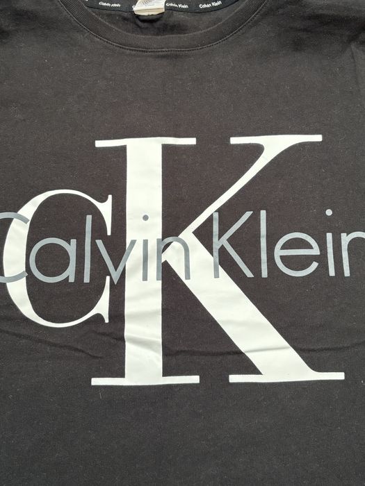 Calvin Klein czarny t-shirt białe Logo 38 M