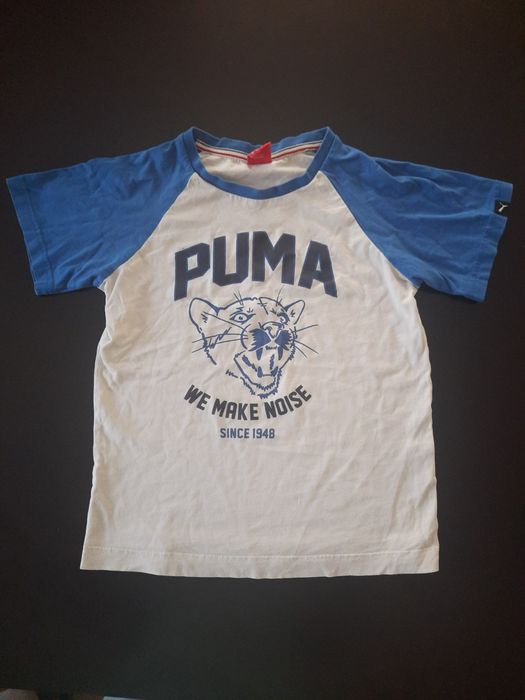 Koszulka T-shirt puma 134 140 z krótkim rękawem niebieska biała