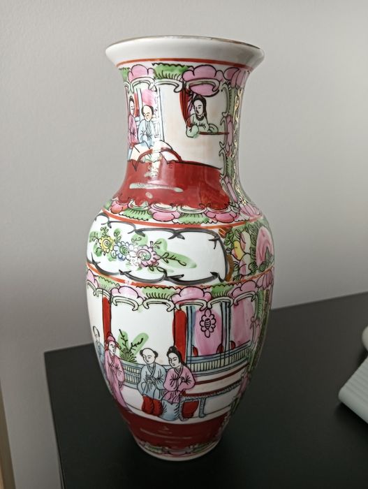 Jarro cerâmico China pintado á mão