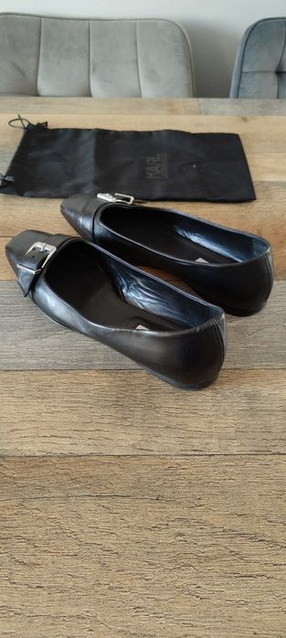 Buty baleriny skórzane damskie Karl Lagerfeld Konnie rozmiar 39 czarne