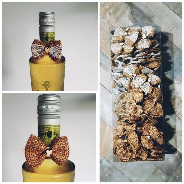 Muszki jutowe na alkohol na gumce wesele boho, rustykalne