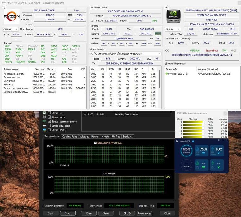 Материнська плата Asus B650E Max Gaming Wifi W (AM5) 7000-9000 AMD