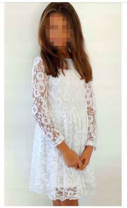 Sukienka dziewczęca biała koronkowa uroczystość r.158-164