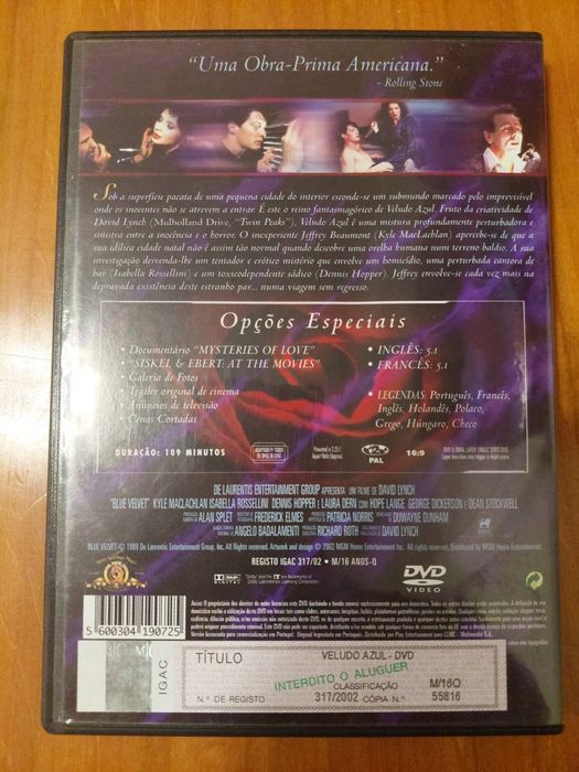 Dvd - Veludo Azul