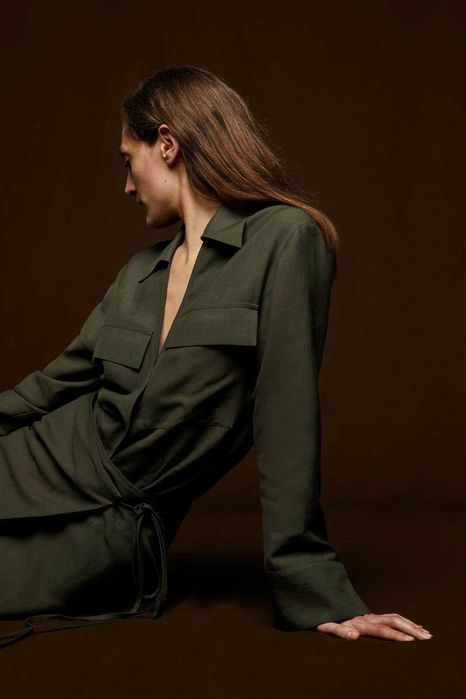 Zara Woman Studio | Koszula utility w kolorze oliwki | Safari chic | Oversize