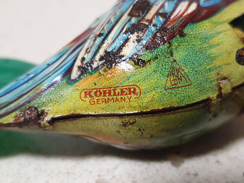 Antigo Galo - brinquedo mecânico em chapa Köhler Germany