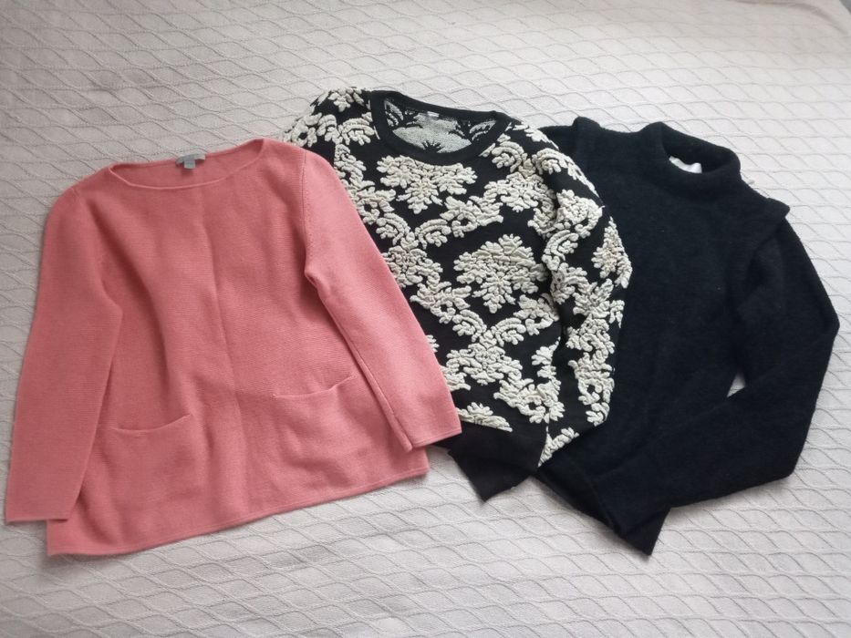 ZESTAW markowych swetrów S-M Cos Stradivarius wełna kaszmir alpaka