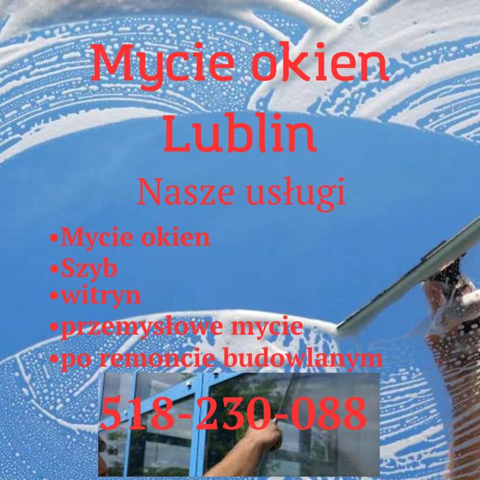 Mycie okien, szyb, witryn,Lublin
