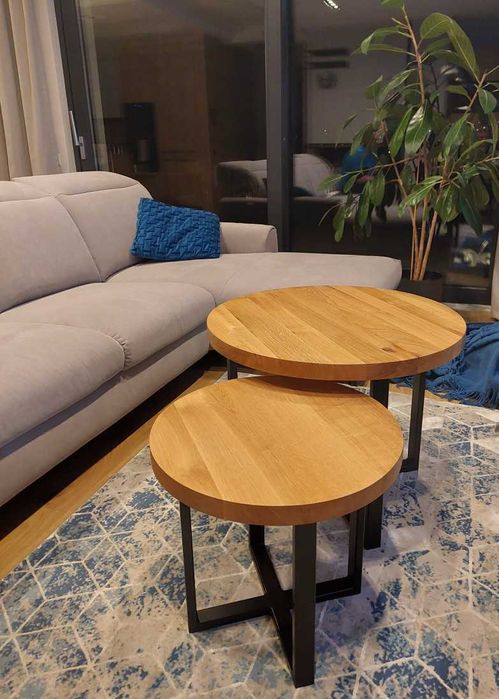 Stolik kawowy okrągły loft Fi60cm