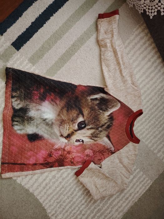 Платье девочке зима на флисе котик 3 д. 128 р 4-5л