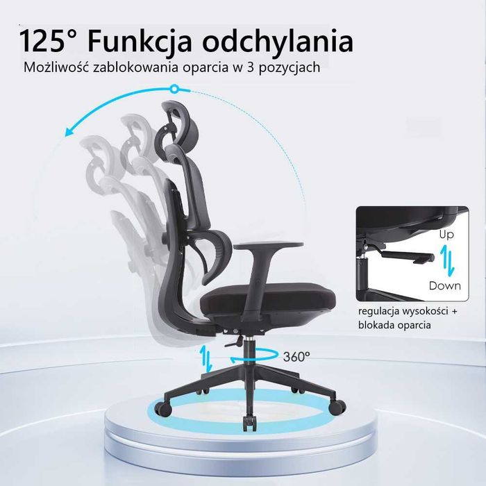 Ergonomiczny fotel obrotowy biurowy SITLAB Active - czarny