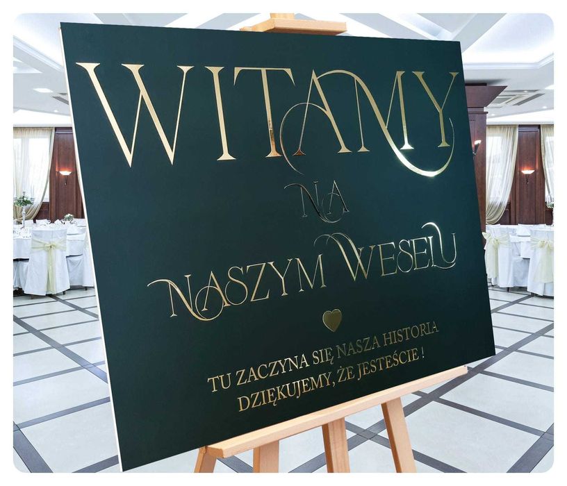 TABLICE ŚLUBNE - powitalna oraz plan stołów! Złocone napisy!