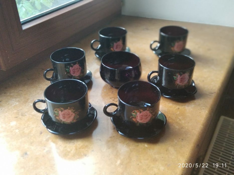 Чайный Набор, 6 чашек с блюдцами и пиала