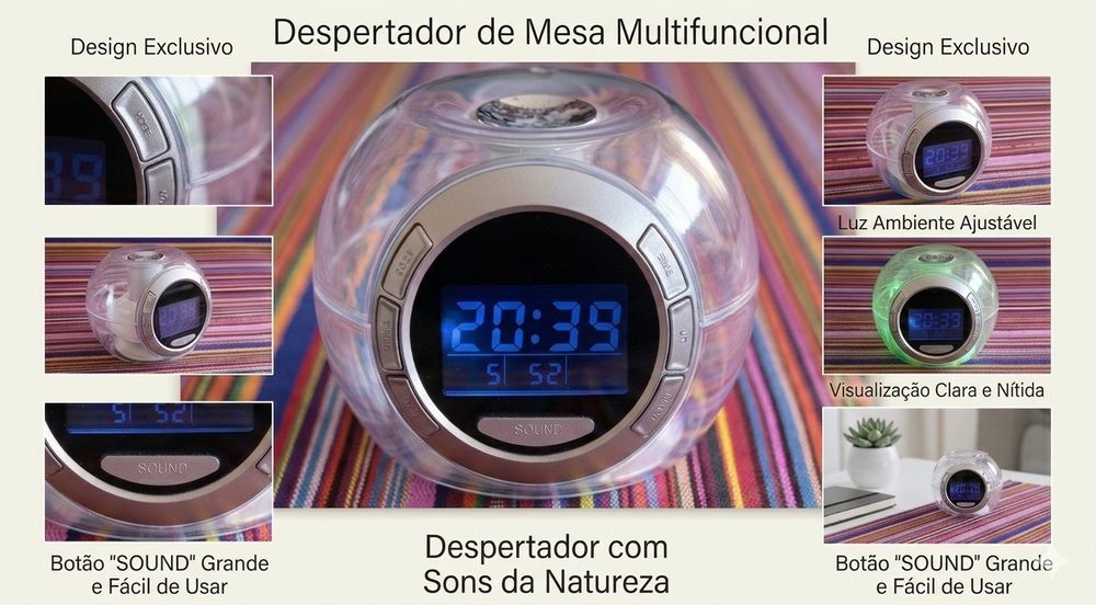 Relógio Despertador Digital "Cores e Natureza"