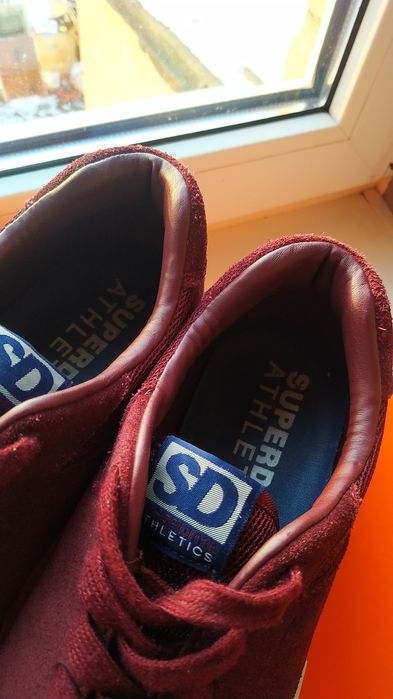 Кроссовки  super dry athletics adidas, 44, 29.5см , бордовые, спорт.